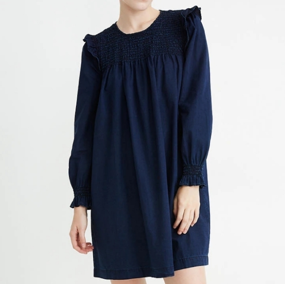 Madewell Ruffle-Neck Smocked Babydoll Dress
AF253